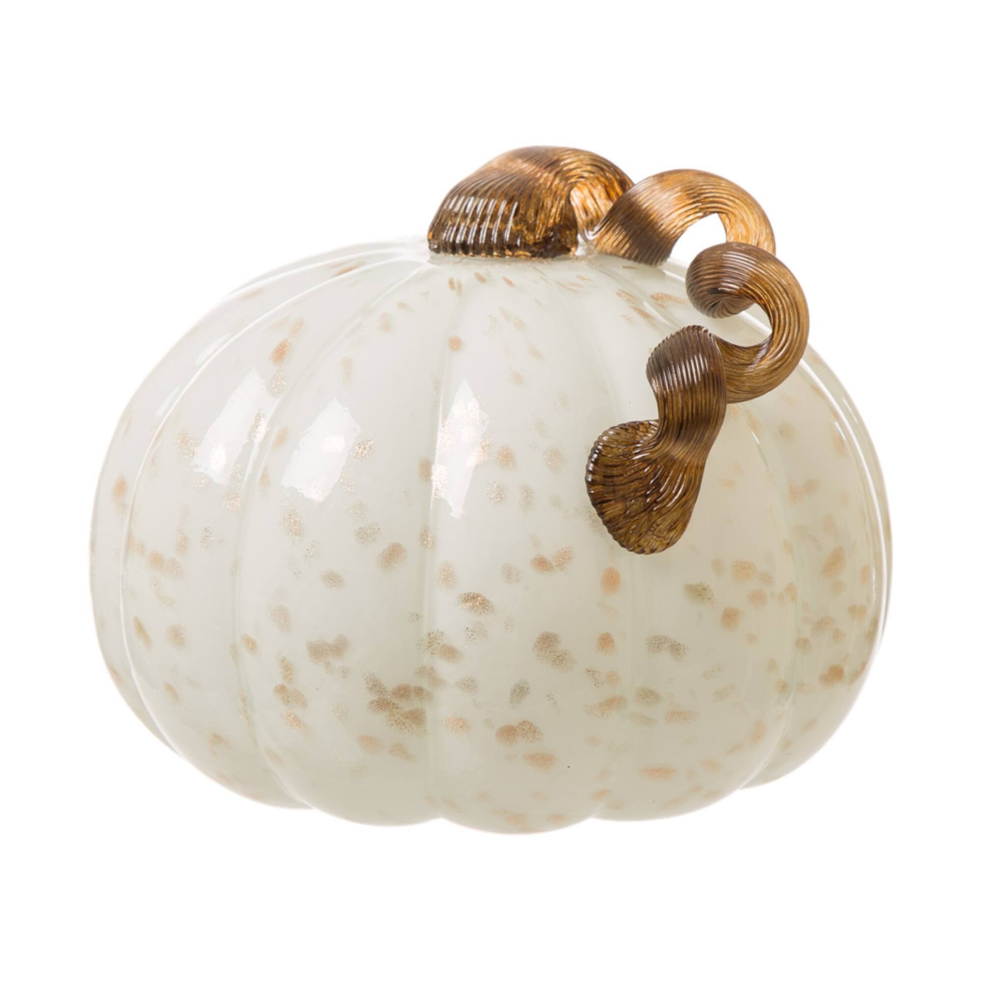 Glitzhome® Glass Pumpkin, Golden & White